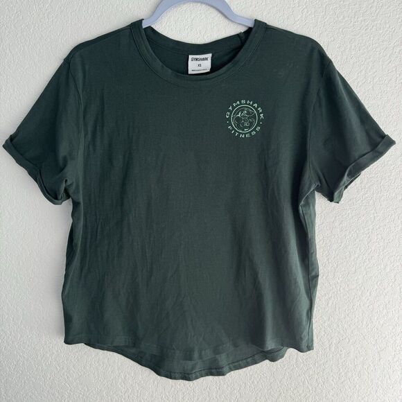 Gymshark Legacy Crop Top Dark Green Extra Small Gym Graphic Tee - Picture 2 of 7